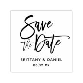 Modern Brush Script Save the Date Square Permastempel (Design)