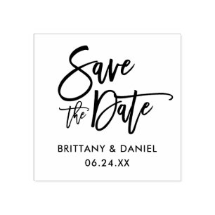 Modern Brush Script Square Gummistempel