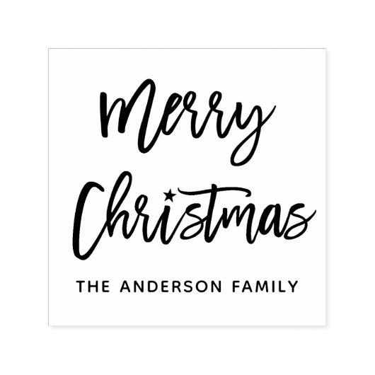 Modern Brush Script Star Frohe Weihnachten Platz Permastempel (Design)