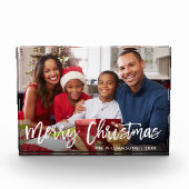 Modern Brush Script Star Frohe Weihnachtsfamilie Fotoblock (Vorderseite)