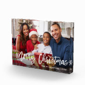 Modern Brush Script Star Frohe Weihnachtsfamilie Fotoblock (Rechts)