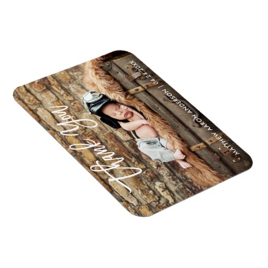 Modern Brush Script Vielen Dank New Baby What Magnet (Rechte Seite)