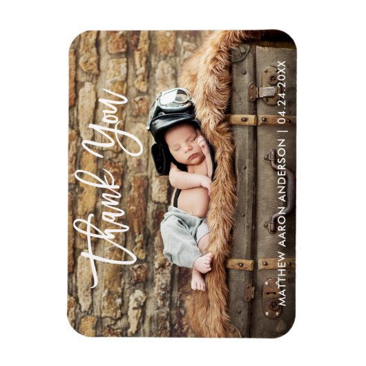 Modern Brush Script Vielen Dank New Baby What Magnet (Vertikal)