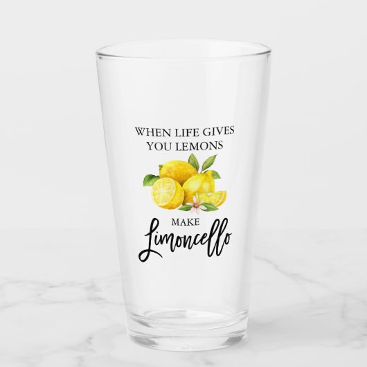 Modern Brush Script Wasserfarbe Limoncello Glas (Vorderseite)