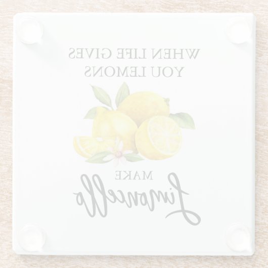 Modern Brush Script Wasserfarbe Limoncello Glasuntersetzer (Rückseite)