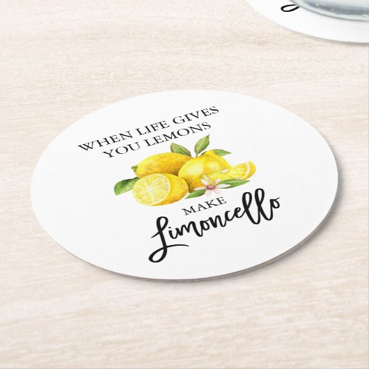 Modern Brush Script Wasserfarbe Limoncello Runder Pappuntersetzer (Angewinkelt)