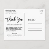 Modern Brush Script Wedding Vielen Dank, dass Sie Postkarte (Rückseite)