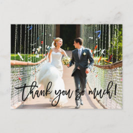 Modern Brush Script Wedding Vielen Dank Postkarte