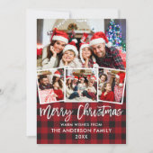 Modern Brush Script Weihnachten Rot Kariert 4 Foto (Vorderseite)