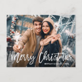 Modern Brush Script Weihnachts-Star-Foto Postkarte (Vorderseite)