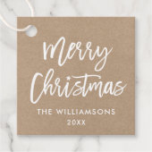 Modern Brush Script Weihnachts-Star Kraft Square Geschenkanhänger (Vorderseite)