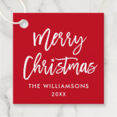 Modern Brush Script Weihnachts-Star Rot Geschenkanhänger (Vorderseite)