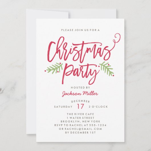 Modern Brush Script Weihnachtsfeier Einladung (Vorderseite)