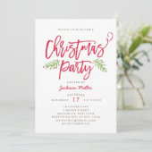Modern Brush Script Weihnachtsfeier Einladung (Stehend Vorderseite)