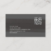 Modern Brush Stroke | Dunkelgrau mit QR-Code Visitenkarte (Rückseite)