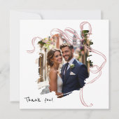 Modern Brush Stroke Floral Wedding Thank You Card Dankeskarte (Vorderseite)