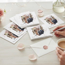 Modern Brush Stroke Floral Wedding Thank You Card Dankeskarte