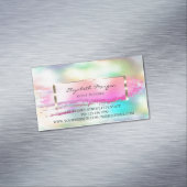 Modern Brush Stroke Frame Rainbow Holographic Magnetische Visitenkarte (Beispiel)