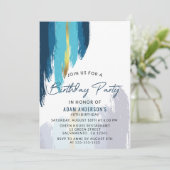 Modern Brush Stroke Men's 40. Geburtstag Einladung (Stehend Vorderseite)