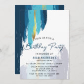 Modern Brush Stroke Men's 40. Geburtstag Einladung (Vorne/Hinten)