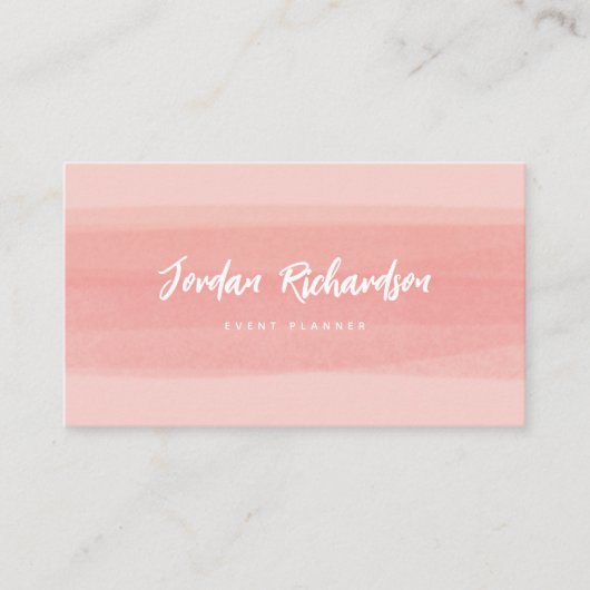 Modern Brush Stroke | Pink Peach mit QR Code Visitenkarte (Vorderseite)