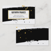 MODERN BRUSH STROKE Stilvoll bemalt Gold schwarz Visitenkarte (Vorne/Hinten)