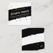 MODERN BRUSH STROKE stilvoller schwarzer Spritzer Quadratische Visitenkarte (Vorne/Hinten)