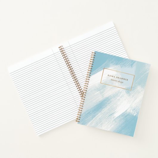 Modern Brush Strokes Blue Aqua Notizblock (Innenseite)