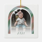 Modern Brush Strokes Rainbow Arch Foto Keramikornament (Rückseite)