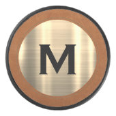 Modern Brushed Gold Luxe Monogram Eishockey Puck (Vorderseite)