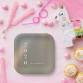 Modern Brushed Metal Custom Happy New Year Party Pappteller (Party)