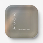 Modern Brushed Metal Custom Happy New Year Party Pappteller (Vorderseite)