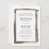 Modern Brushed Satin Gold Wedding Einladung (Vorderseite)