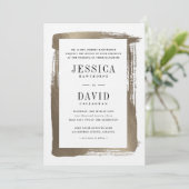 Modern Brushed Satin Gold Wedding Einladung (Stehend Vorderseite)
