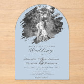 Modern Brushstroke Photo | Blue Wedding Acryleinladungen (Vorderseite)