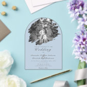 Modern Brushstroke Photo | Blue Wedding Acryleinladungen (Insitu (Hochzeit))