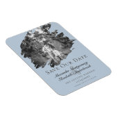 Modern Brushstroke Photo Save the Date Blue Magnet (Rechte Seite)