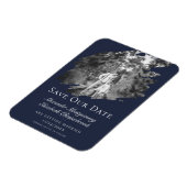 Modern Brushstroke Photo Save the Date Navy Blue Magnet (Linke Seite)