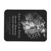 Modern Brushstroke Photo Save the Date Soft Black Magnet (Horizontal)