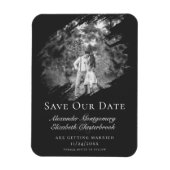 Modern Brushstroke Photo Save the Date Soft Black Magnet (Vertikal)