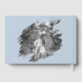 Modern Brushstroke Photo Wedding | Blue Gästebuch (Rückseite)