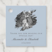 Modern Brushstroke Photo Wedding | Blue Geschenkanhänger (Vorderseite)