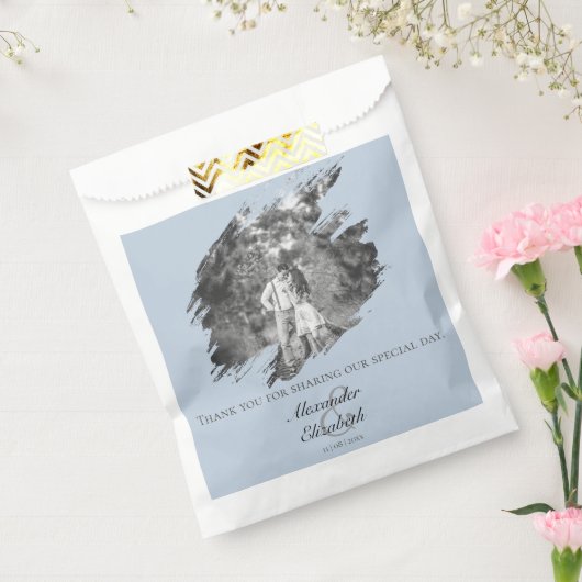Modern Brushstroke Photo Wedding | Blue Geschenktütchen (Versiegelt)