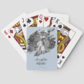 Modern Brushstroke Photo Wedding Favor Blue Spielkarten (Rückseite)