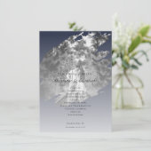 Modern Brushstroke Photo Wedding | Navy Blue (Stehend Vorderseite)