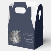 Modern Brushstroke Photo Wedding | Navy Blue Geschenkschachtel (Geöffnet)