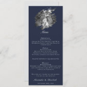 Modern Brushstroke Photo Wedding | Navy Blue Menükarte (Vorne/Hinten)