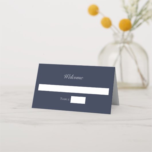Modern Brushstroke Photo Wedding | Navy Blue Platzkarte (Vorderseite)