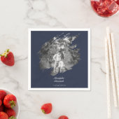 Modern Brushstroke Photo Wedding | Navy Blue Serviette (Beispiel)