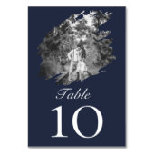 Modern Brushstroke Photo Wedding | Navy Blue Tischnummer (Rückseite)